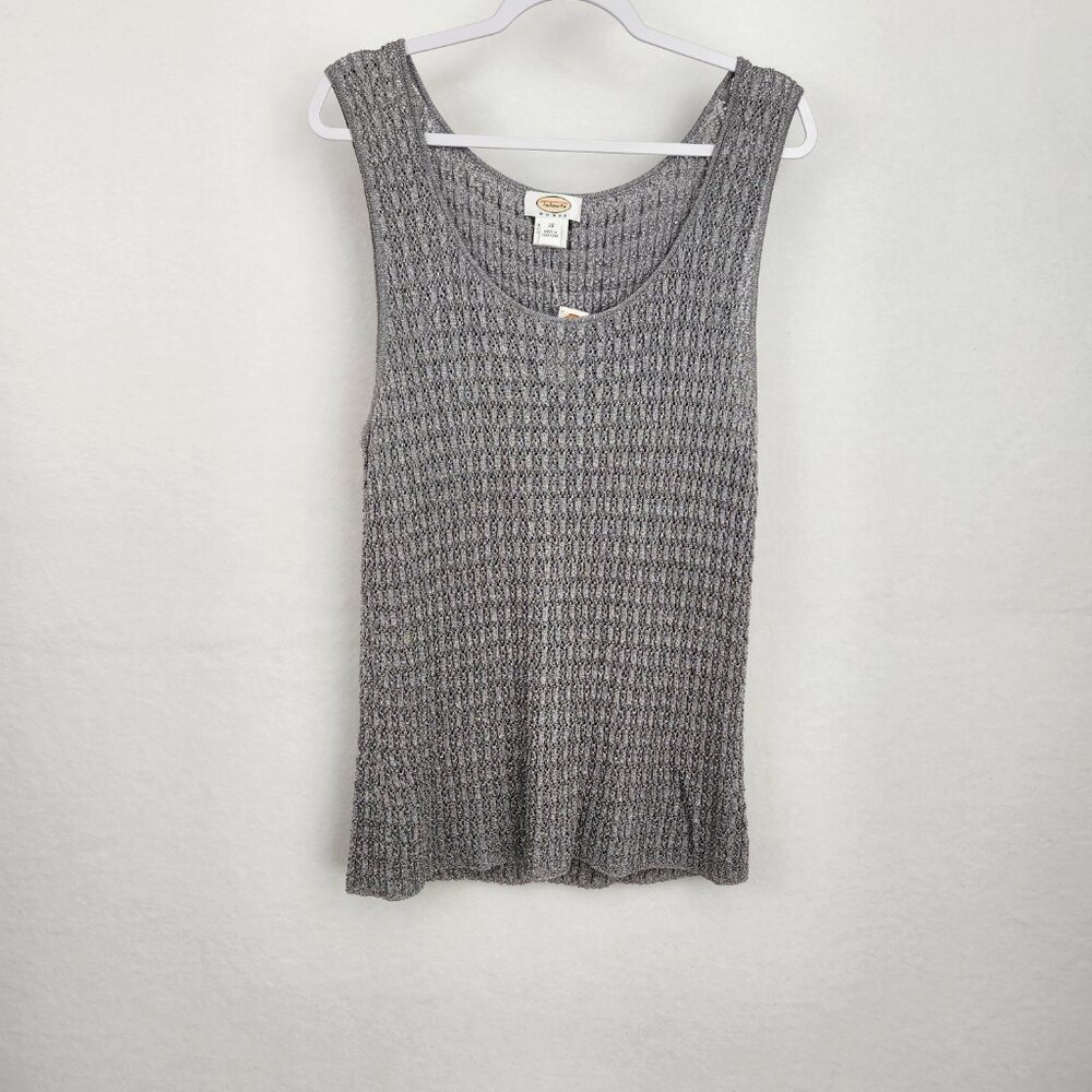 Talbots Woman Sleeveless Silver Metallic Scoop Neck Tank Top Size 2X NWT